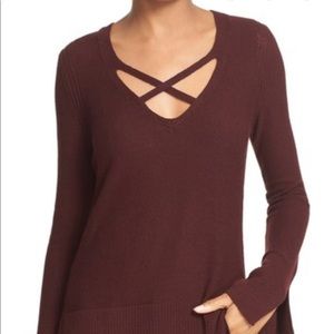 Free people knit asymmetrical top.